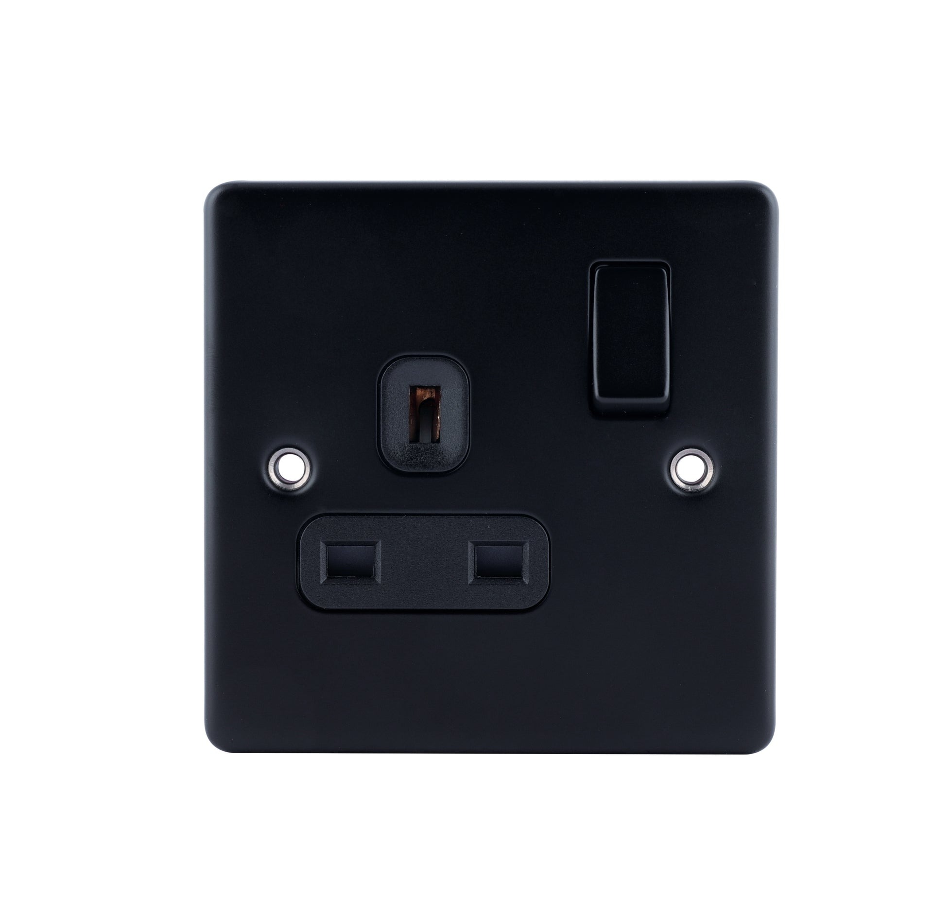 D-S131DPS-MBB 1 Gang DP Switched Socket Black Insert Matt Black
